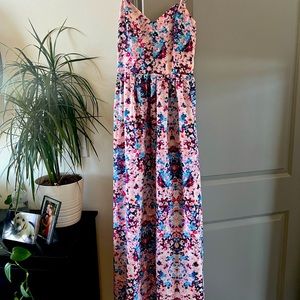 floral maxi dress silk
